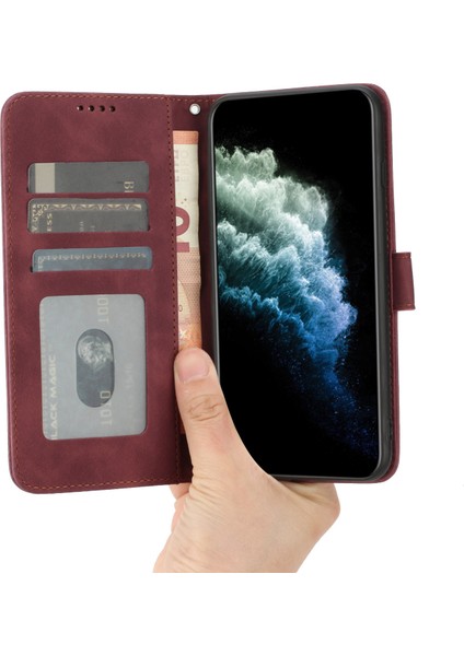 Samsung Galaxy A54 5g Anti-Çizelge Pu Deri Deri Cüzdan Folio Kapak Standı Dokulu Telefon Kılıfı (Yurt Dışından)