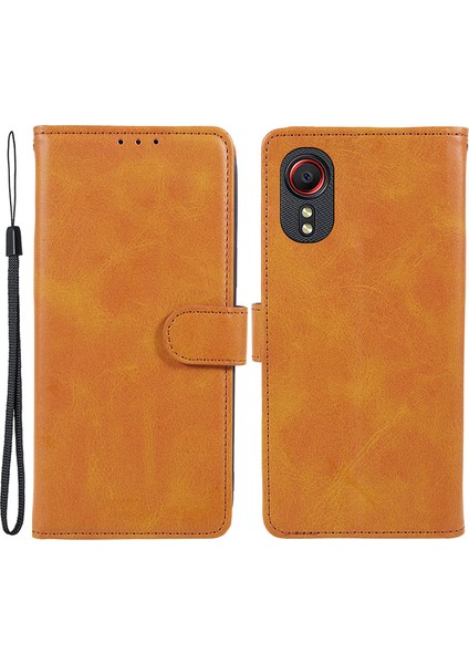 Samsung Galaxy Xcover 5 Manyetik Toka Deri Kapak Buzağı Doku Cüzdan Stand Telefon Kılıfı (Yurt Dışından)
