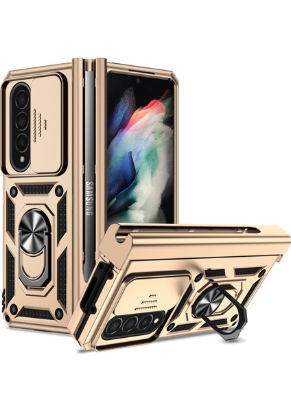 Samsung Galaxy Z Fold4 5g Case Pc+Tpu Şok Geçirmez Telefon Kasası ile Ring Kickstand (Yurt Dışından)