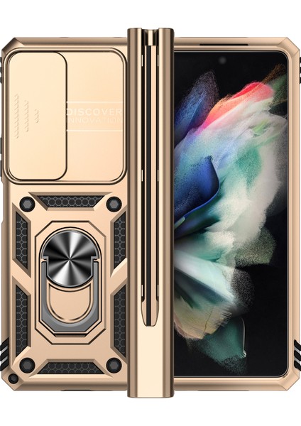 Samsung Galaxy Z Fold4 5g Case Pc+Tpu Şok Geçirmez Telefon Kasası ile Ring Kickstand (Yurt Dışından)