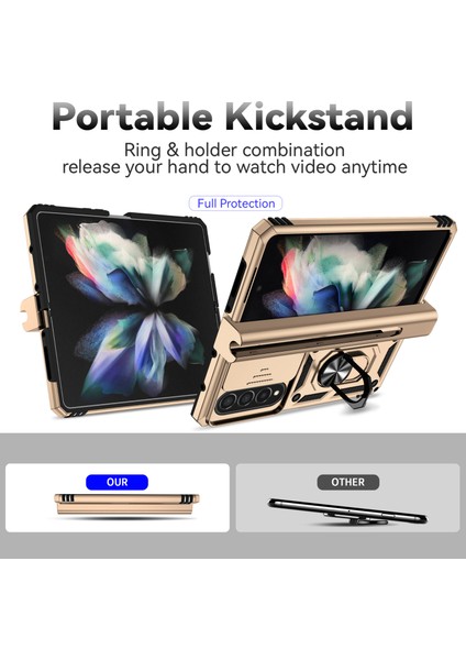 Samsung Galaxy Z Fold4 5g Case Pc+Tpu Şok Geçirmez Telefon Kasası ile Ring Kickstand (Yurt Dışından)