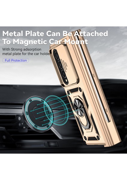 Samsung Galaxy Z Fold4 5g Case Pc+Tpu Şok Geçirmez Telefon Kasası ile Ring Kickstand (Yurt Dışından)