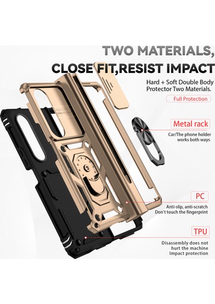 Samsung Galaxy Z Fold4 5g Case Pc+Tpu Şok Geçirmez Telefon Kasası ile Ring Kickstand (Yurt Dışından)