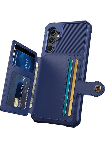 Samsung Galaxy A24 4g / A25 5g Pu Deri Kaplamalı Tpu Anti-Çizelge Kılıf Kartı Tutucu Kickstand Telefon Kapağı (Yurt Dışından)