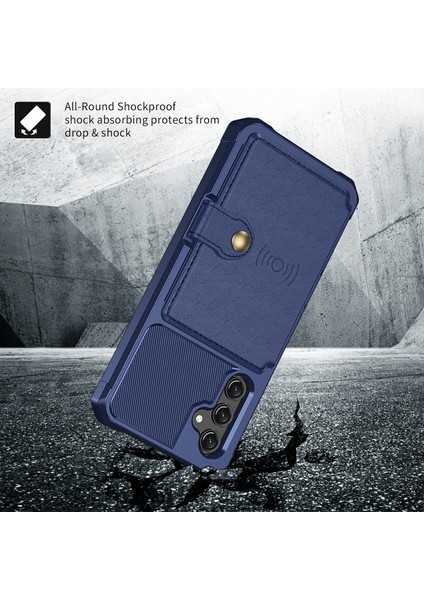 Samsung Galaxy A24 4g / A25 5g Pu Deri Kaplamalı Tpu Anti-Çizelge Kılıf Kartı Tutucu Kickstand Telefon Kapağı (Yurt Dışından)