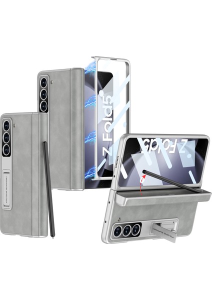 Samsung Galaxy Z Fold5 5g Kapak Deri+Pc Kalem Kutusu Ön Ekran Film ile Telefon Kılıfı (Yurt Dışından)