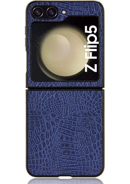 Samsung Galaxy Z Flip5 5g Çizgi Anti-Çizelge Timsah Doku Telefon Kılıfı Pu Deri+Pc Cep Telefonu Kapağı (Yurt Dışından)