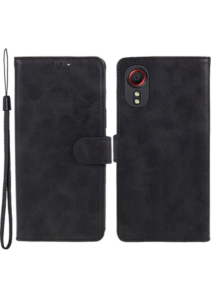 Samsung Galaxy Xcover 5 Manyetik Toka Deri Kapak Buzağı Doku Cüzdan Stand Telefon Kılıfı (Yurt Dışından)