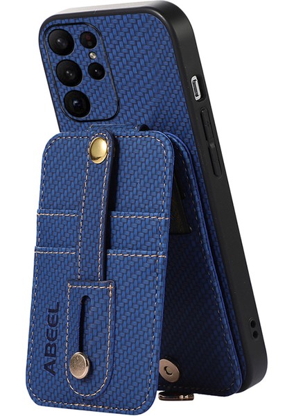 Samsung Galaxy S23 Ultra Kickstand Case Rfıd Bloking Kart Yuvası Karbon Fiber Doku Pu+Tpu Telefon Kapağı (Yurt Dışından) modelleri