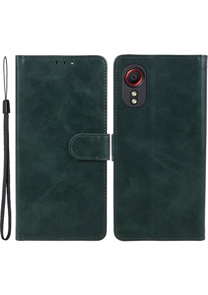 Samsung Galaxy Xcover 5 Manyetik Toka Deri Kapak Buzağı Doku Cüzdan Stand Telefon Kılıfı (Yurt Dışından)