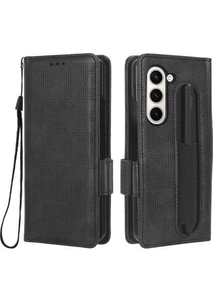 Samsung Galaxy Z Fold5 5g Stand Telefon Kapağı Pu Deri Cüzdan Kılıfı Pen Tutucu (Yurt Dışından)