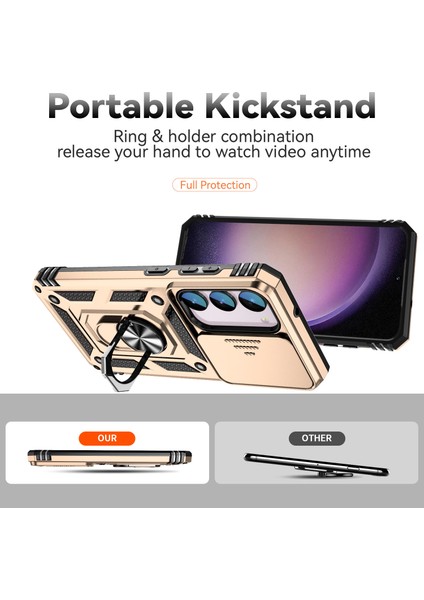 Samsung Galaxy S23 Fe Kılıf Slayt Kamera Kapağı Pc + Tpu Cep Telefonu Kapağı Halka Kickstand (Yurt Dışından)