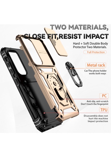 Samsung Galaxy S23 Fe Kılıf Slayt Kamera Kapağı Pc + Tpu Cep Telefonu Kapağı Halka Kickstand (Yurt Dışından)
