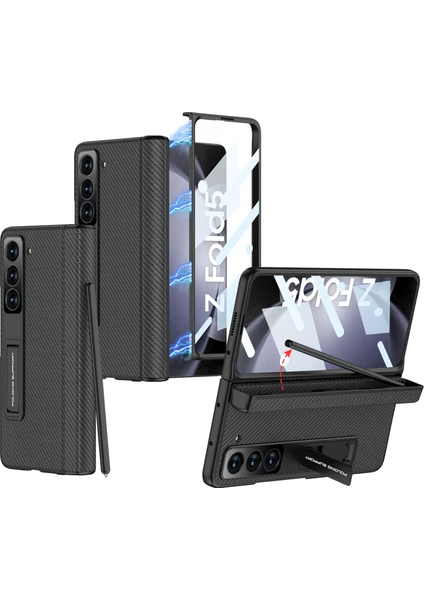 Samsung Galaxy Z Fold5 5g Kapak Deri+Pc Kalem Kutusu Ön Ekran Film ile Telefon Kılıfı (Yurt Dışından)