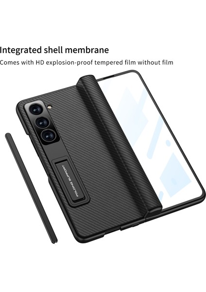 Samsung Galaxy Z Fold5 5g Kapak Deri+Pc Kalem Kutusu Ön Ekran Film ile Telefon Kılıfı (Yurt Dışından)