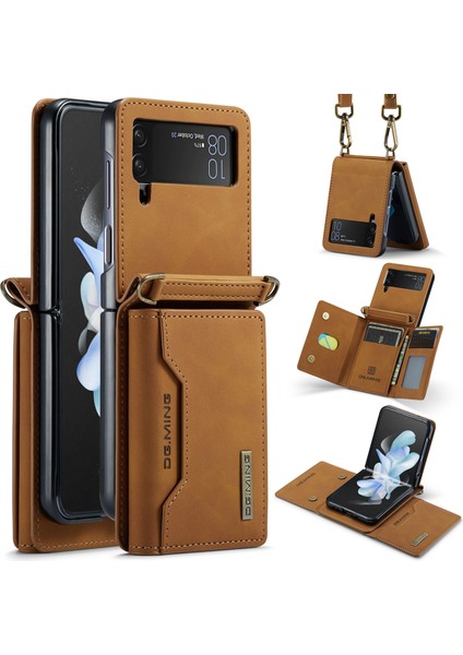 Samsung Galaxy Z Flip3 5g Söndürülebilir 2 Arada 1 Cüzdan Telefon Kılıfı Deri+Pc Manyetik Kickstand Cover (Yurt Dışından)
