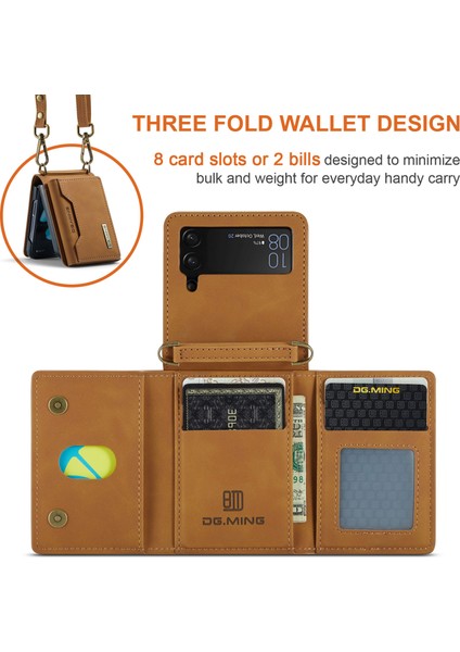 Samsung Galaxy Z Flip3 5g Söndürülebilir 2 Arada 1 Cüzdan Telefon Kılıfı Deri+Pc Manyetik Kickstand Cover (Yurt Dışından)