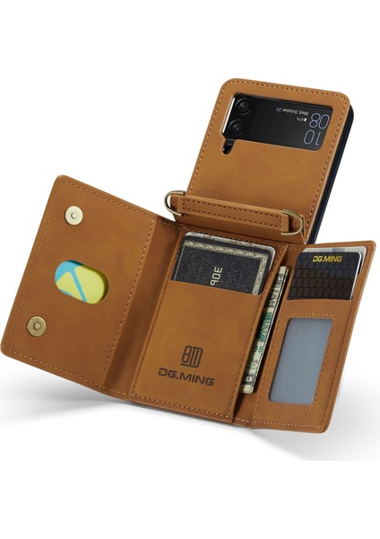 Samsung Galaxy Z Flip3 5g Söndürülebilir 2 Arada 1 Cüzdan Telefon Kılıfı Deri+Pc Manyetik Kickstand Cover (Yurt Dışından)