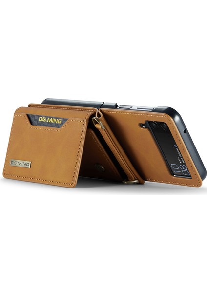 Samsung Galaxy Z Flip3 5g Söndürülebilir 2 Arada 1 Cüzdan Telefon Kılıfı Deri+Pc Manyetik Kickstand Cover (Yurt Dışından)