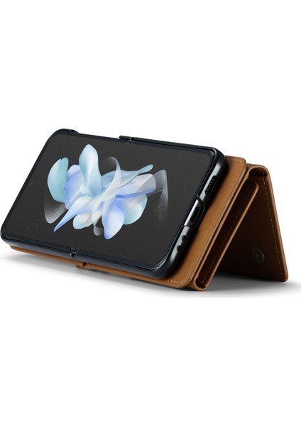 Samsung Galaxy Z Flip3 5g Söndürülebilir 2 Arada 1 Cüzdan Telefon Kılıfı Deri+Pc Manyetik Kickstand Cover (Yurt Dışından)