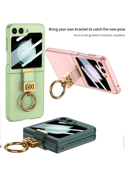 Samsung Galaxy Z Flip5 5g Ince Telefon Kapağı Sabit Pc+Pu Metal Z Mektup Kickstand Case (Yurt Dışından) indirimleri