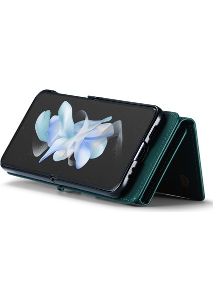 Samsung Galaxy Z Flip4 5g Manyetik Deri+Pc Telefon Kılıfı Kickstand Cüzdan Kapağı Kayışlı (Yurt Dışından)