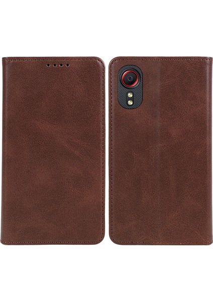 Samsung Galaxy Xcover 5 Telefon Kılıfı Pu Deri Buzağı Doku Stand Cüzdan Kapağı (Yurt Dışından)
