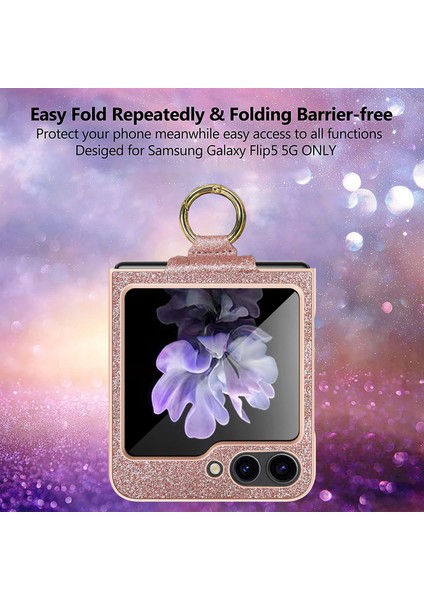 Samsung Galaxy Z Flip5 5g Kasa Parıltılı Parmak Yüzüğü Telefon Kapağı (Yurt Dışından) modelleri