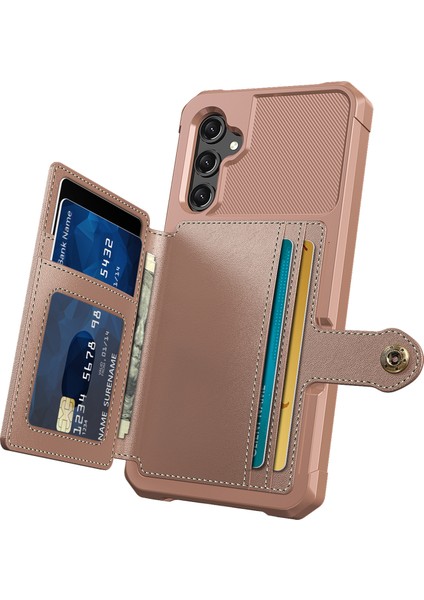 Samsung Galaxy A24 4g / A25 5g Pu Deri Kaplamalı Tpu Anti-Çizelge Kılıf Kartı Tutucu Kickstand Telefon Kapağı (Yurt Dışından)