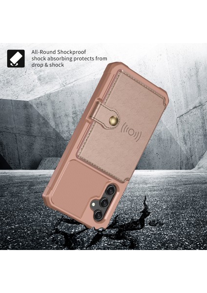Samsung Galaxy A24 4g / A25 5g Pu Deri Kaplamalı Tpu Anti-Çizelge Kılıf Kartı Tutucu Kickstand Telefon Kapağı (Yurt Dışından)