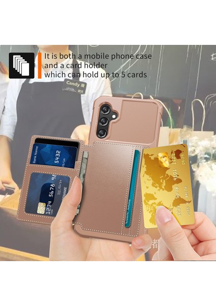 Samsung Galaxy A24 4g / A25 5g Pu Deri Kaplamalı Tpu Anti-Çizelge Kılıf Kartı Tutucu Kickstand Telefon Kapağı (Yurt Dışından)