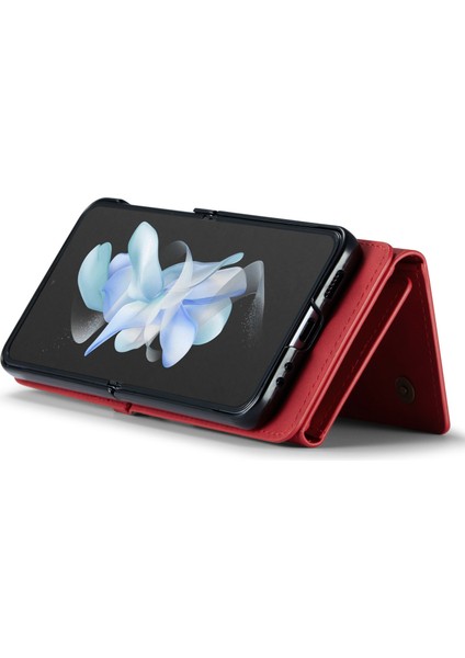 Samsung Galaxy Z Flip3 5g Söndürülebilir 2 Arada 1 Cüzdan Telefon Kılıfı Deri+Pc Manyetik Kickstand Cover (Yurt Dışından)