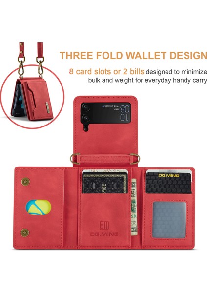 Samsung Galaxy Z Flip3 5g Söndürülebilir 2 Arada 1 Cüzdan Telefon Kılıfı Deri+Pc Manyetik Kickstand Cover (Yurt Dışından)