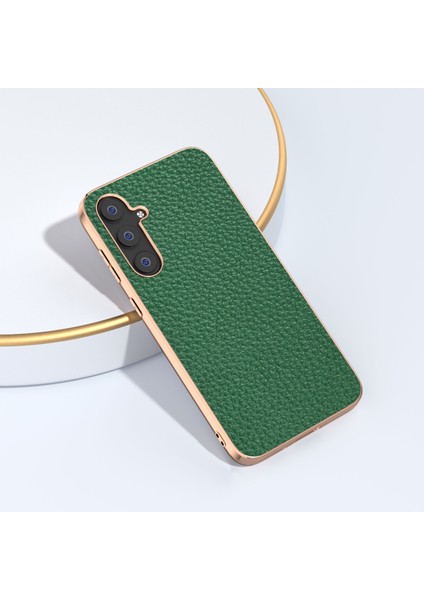 Samsung Galaxy S23 Fe Litchi Doku Arka Kapak Nano Elektrapan Gerçek Inek Deri Kaplamalı Tpu+Pc Telefon Kılıfı (Yurt Dışından) fiyatları