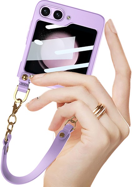Samsung Galaxy Z Flip5 5g Sert Pc Telefon Kılıfı El Strap ile Ultra-Ince Kapak (Yurt Dışından) modelleri