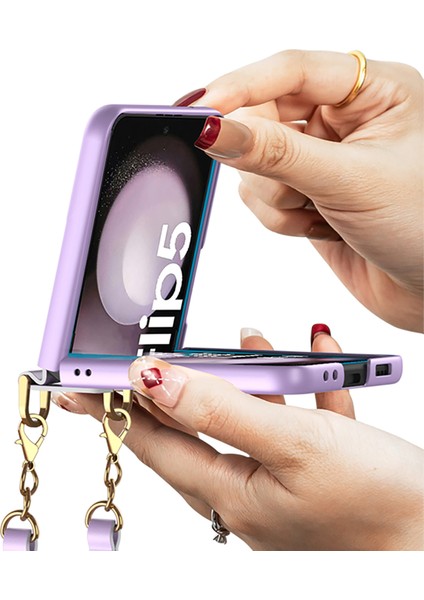 Samsung Galaxy Z Flip5 5g Sert Pc Telefon Kılıfı El Strap ile Ultra-Ince Kapak (Yurt Dışından) fırsatları