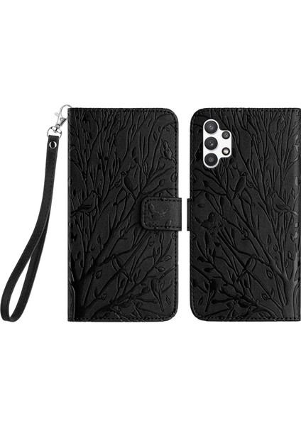 Samsung Galaxy A32 4g Case Ağacı Kuş Deri Deri Cüzdan Stand Kapağı (Yurt Dışından)