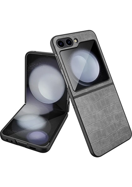 Samsung Galaxy Z Flip5 5g Vaka Koruyucu Timsah Doku Pu+Pc Telefon Kapağı (Yurt Dışından)