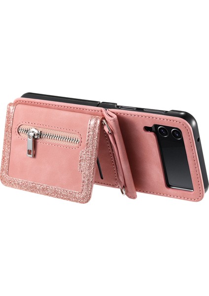 Samsung Galaxy Z Flip4 5g Kılıf Kart Tutucu Pu Deri Kickstand Telefon Kapak Kayış (Yurt Dışından)