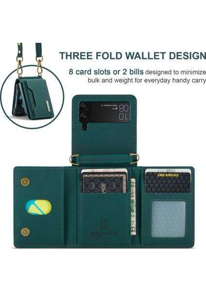 Samsung Galaxy Z Flip3 5g Söndürülebilir 2 Arada 1 Cüzdan Telefon Kılıfı Deri+Pc Manyetik Kickstand Cover (Yurt Dışından)