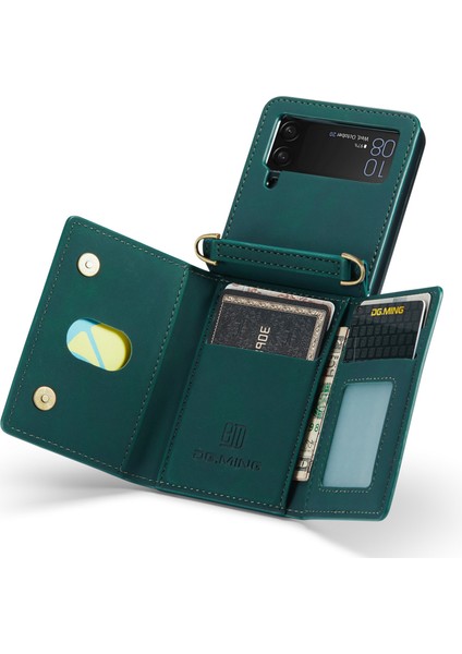 Samsung Galaxy Z Flip3 5g Söndürülebilir 2 Arada 1 Cüzdan Telefon Kılıfı Deri+Pc Manyetik Kickstand Cover (Yurt Dışından)