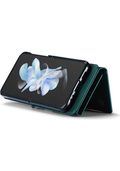 Samsung Galaxy Z Flip3 5g Söndürülebilir 2 Arada 1 Cüzdan Telefon Kılıfı Deri+Pc Manyetik Kickstand Cover (Yurt Dışından)