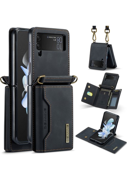 Samsung Galaxy Z Flip3 5g Söndürülebilir 2 Arada 1 Cüzdan Telefon Kılıfı Deri+Pc Manyetik Kickstand Cover (Yurt Dışından)
