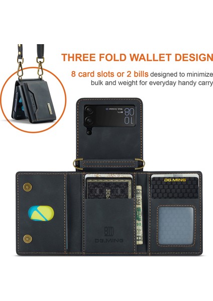 Samsung Galaxy Z Flip3 5g Söndürülebilir 2 Arada 1 Cüzdan Telefon Kılıfı Deri+Pc Manyetik Kickstand Cover (Yurt Dışından)
