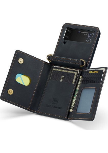 Samsung Galaxy Z Flip3 5g Söndürülebilir 2 Arada 1 Cüzdan Telefon Kılıfı Deri+Pc Manyetik Kickstand Cover (Yurt Dışından)