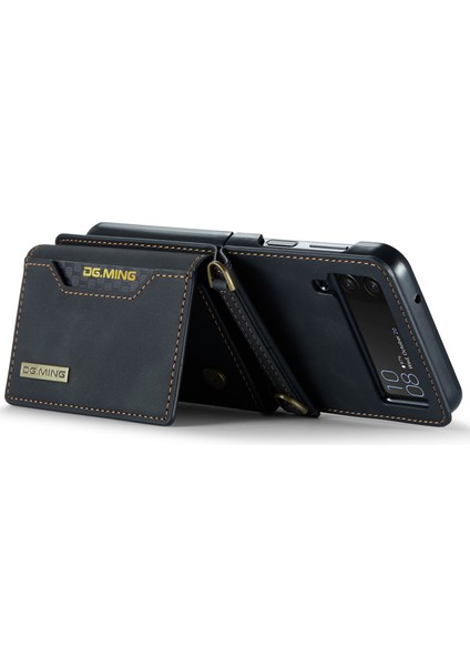 Samsung Galaxy Z Flip3 5g Söndürülebilir 2 Arada 1 Cüzdan Telefon Kılıfı Deri+Pc Manyetik Kickstand Cover (Yurt Dışından)