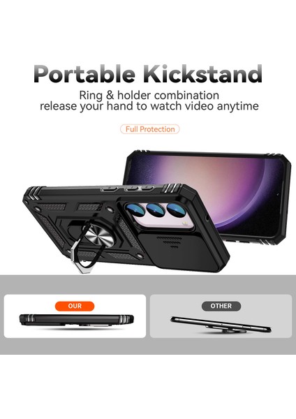Samsung Galaxy S23 Fe Kılıf Slayt Kamera Kapağı Pc + Tpu Cep Telefonu Kapağı Halka Kickstand (Yurt Dışından) modelleri