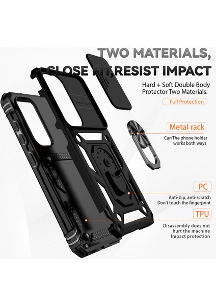 Samsung Galaxy S23 Fe Kılıf Slayt Kamera Kapağı Pc + Tpu Cep Telefonu Kapağı Halka Kickstand (Yurt Dışından) indirimleri