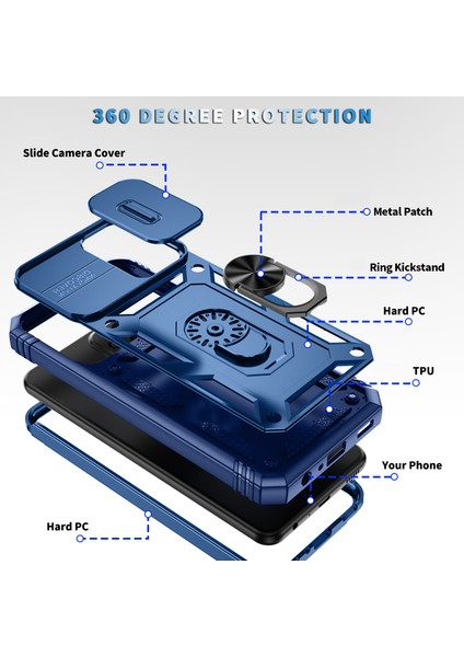 Samsung Galaxy A23 4g / 5g Pc+Tpu Kickstand Case Card Tutucu Telefon Kabuğu (Yurt Dışından) modelleri