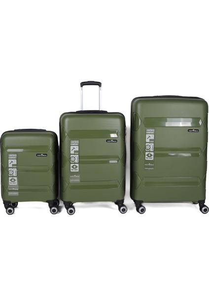 Gold Pp Valiz 8011 Haki Yeşil Tsa Kilitli Üçlü Set fiyatları